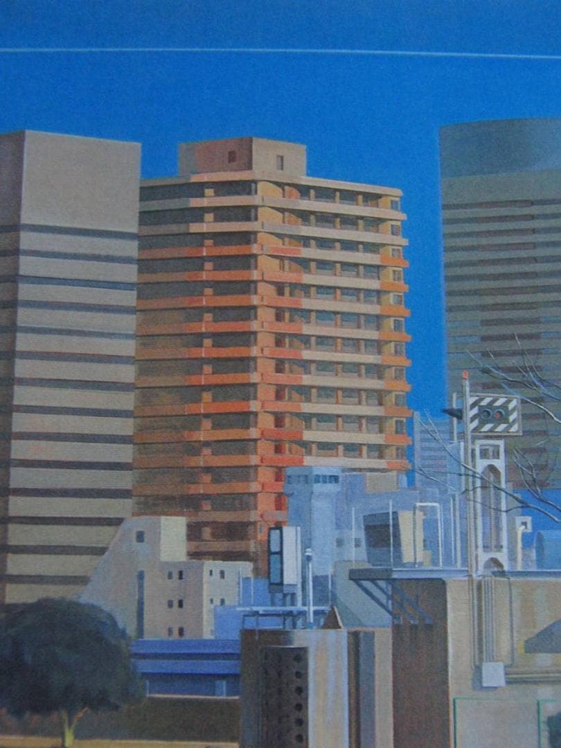 太田洋三、【築地川水門】、希少な額装用画集より、新品額装付