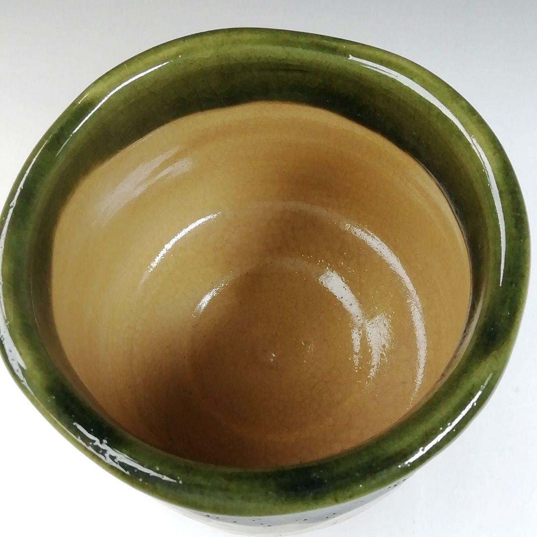 T727 茶碗 『織部茶碗』『作山窯 小池斉 造』 共箱 抹茶碗 茶道具