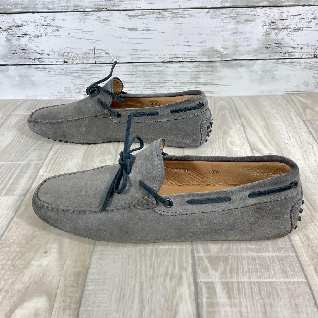 【美品】TOD'S スエード ドライビングシューズ　モカシン　グレー27.5cm