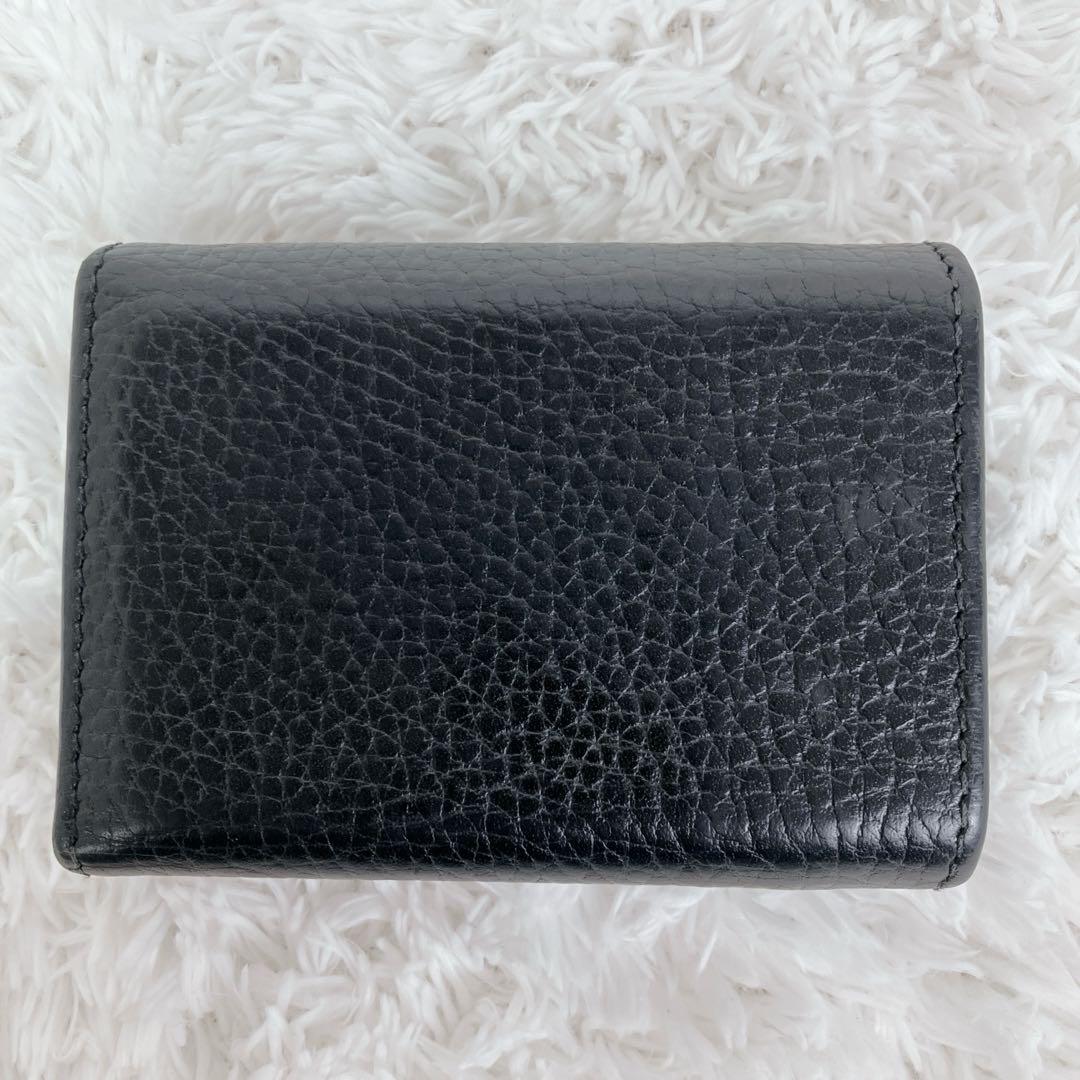 専用グッチ GGマーモント 523277 三つ折財布 シボ革 黒　ゴールドロゴ