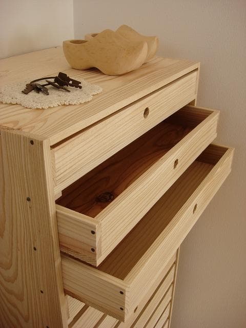 送料無料サイズ変更可能A3丸穴14段引き出し/無垢材木製書類ケース