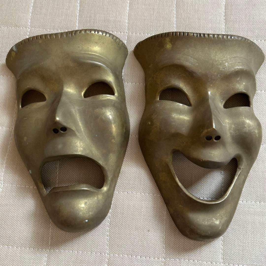 vintage 50s two face 泣き笑い 壁掛け ビンテージ 真鍮
