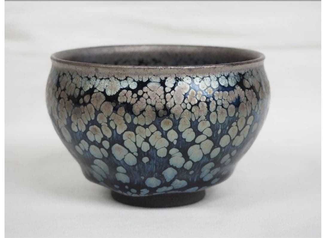 送料無料 建窯建盞 『周郡星』造 油滴建盞2客 天目茶碗