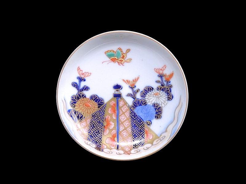 古伊万里 色絵 蝶に菊の図 4寸皿 5枚 C109AS-DAe