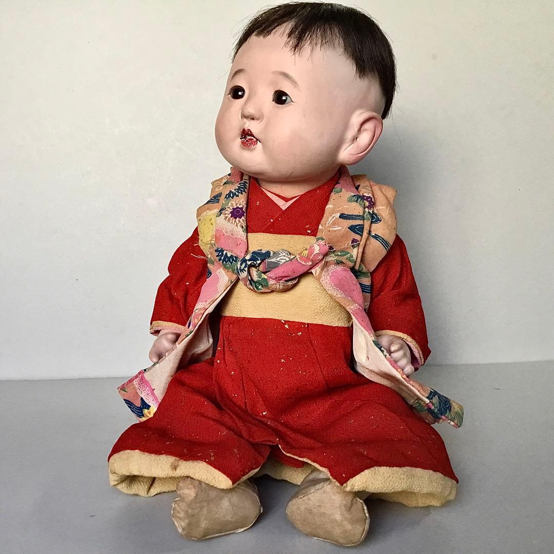 古い人形◇お座り人形◇紙箱入り 抱き人形 昭和レトロ 日本人形