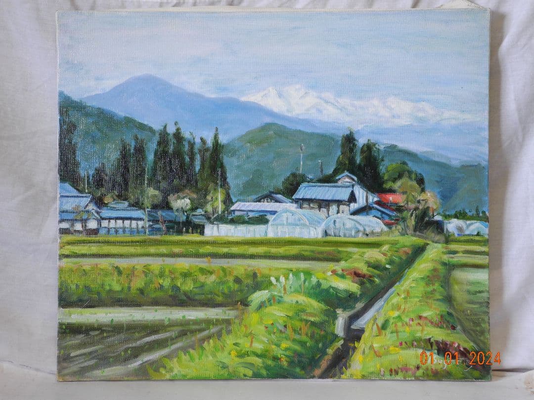 油絵安曇野風景
