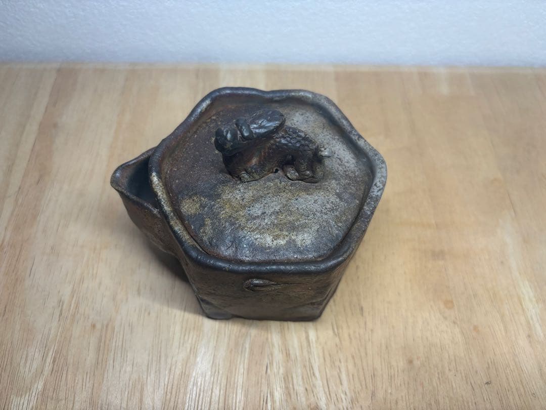 59.備前焼 宝瓶 登り窯 龍 りゅう 六角 手びねり 急須