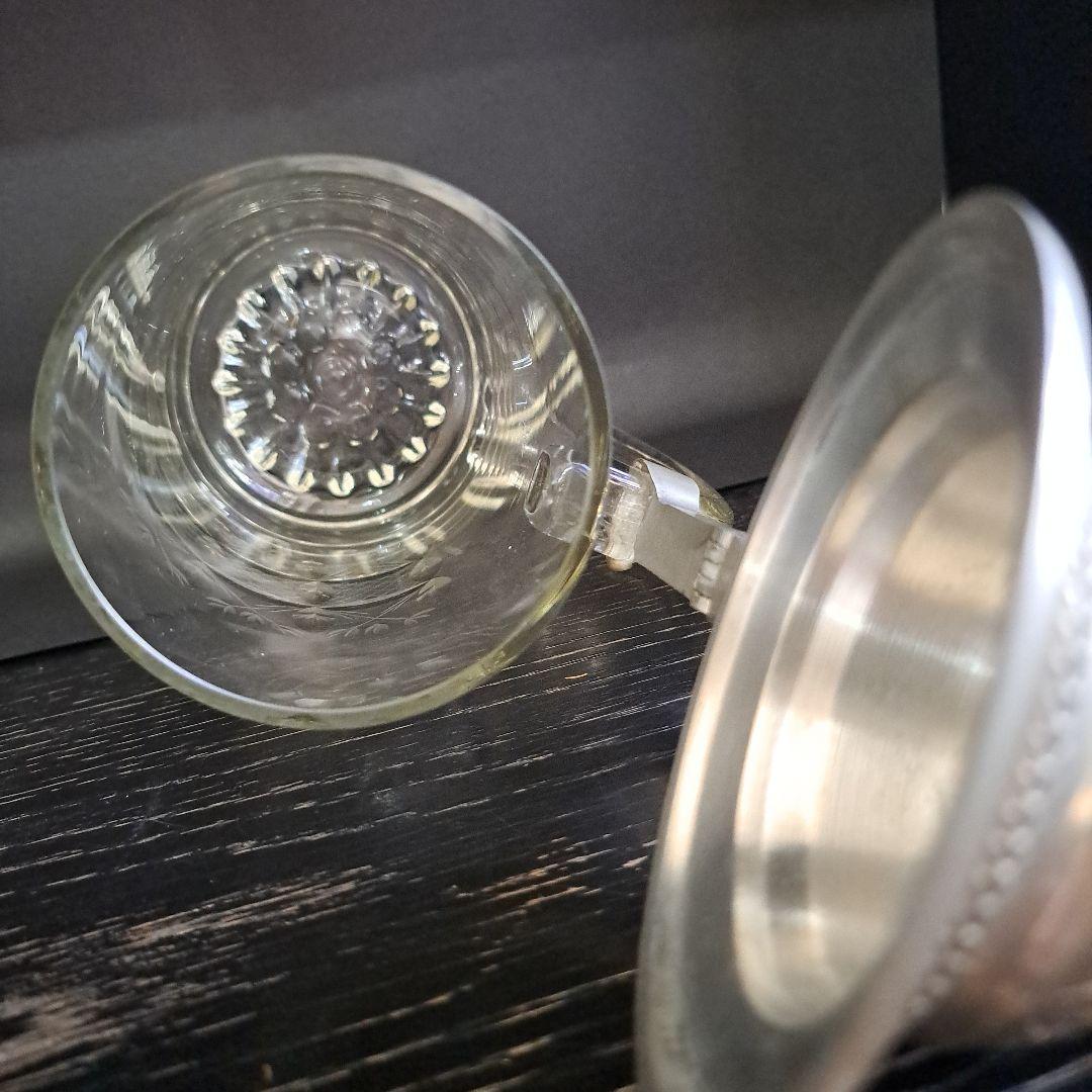 明治初期 極上 天満切子 錫蓋 ジョッキ クリスタル硝子