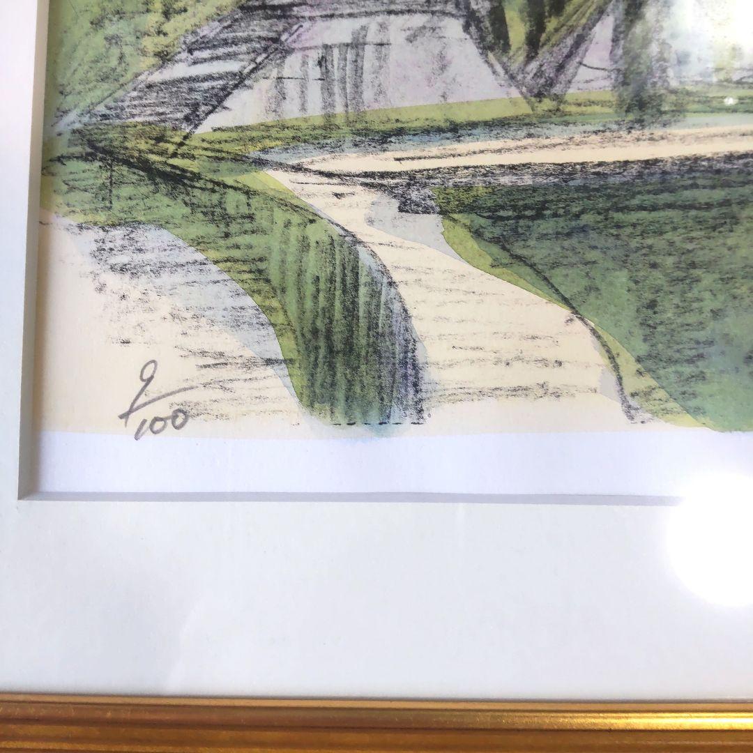 限定■直筆サイン入り■菅原靖■横尾靖■風景画リトグラフ函館港運河