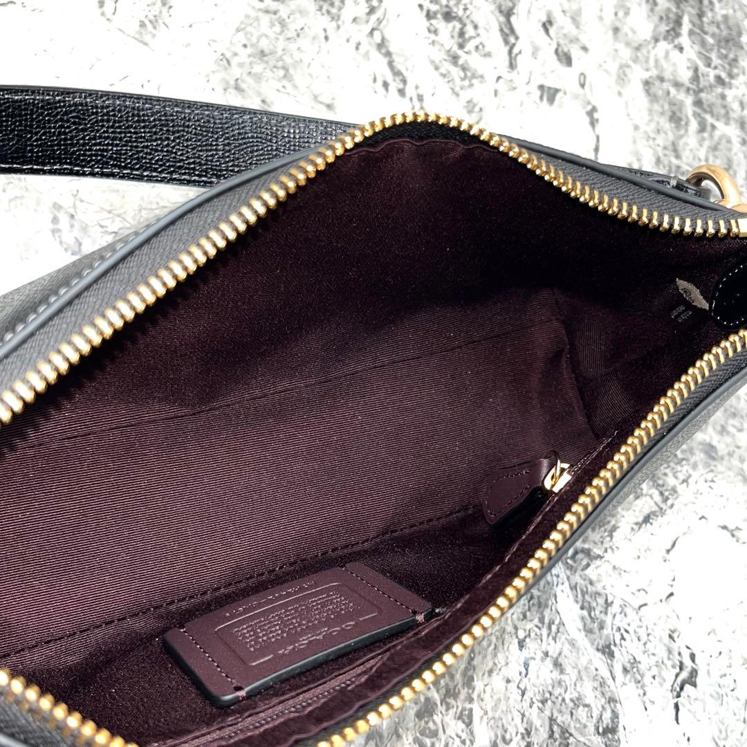 極美品✨ コーチ シャーロット アクセサリーポーチ 2way ブラック レザー