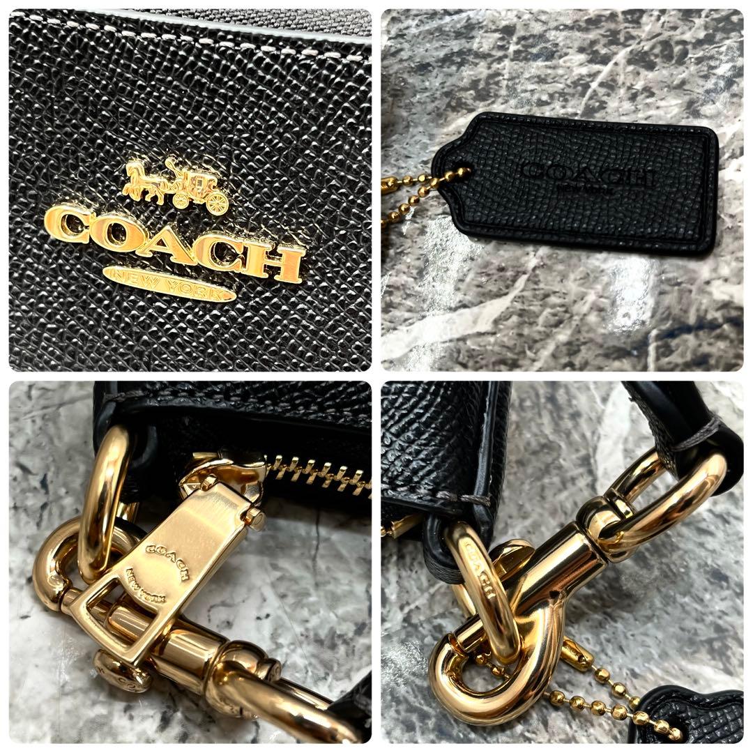 極美品✨ コーチ シャーロット アクセサリーポーチ 2way ブラック レザー