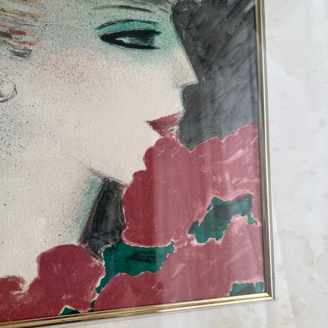 k216r120 フランス画壇の巨匠カシニョール 額装「バラとプロフィール