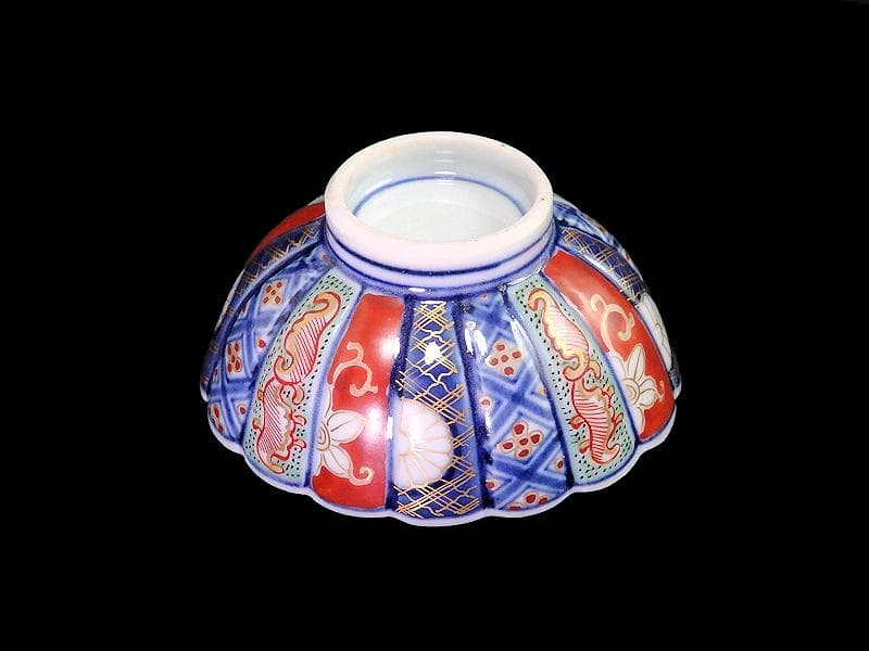 大聖寺伊万里　金襴手　寿紋に輪花豆楕円変形皿　向付　2客　E748AS-CSk