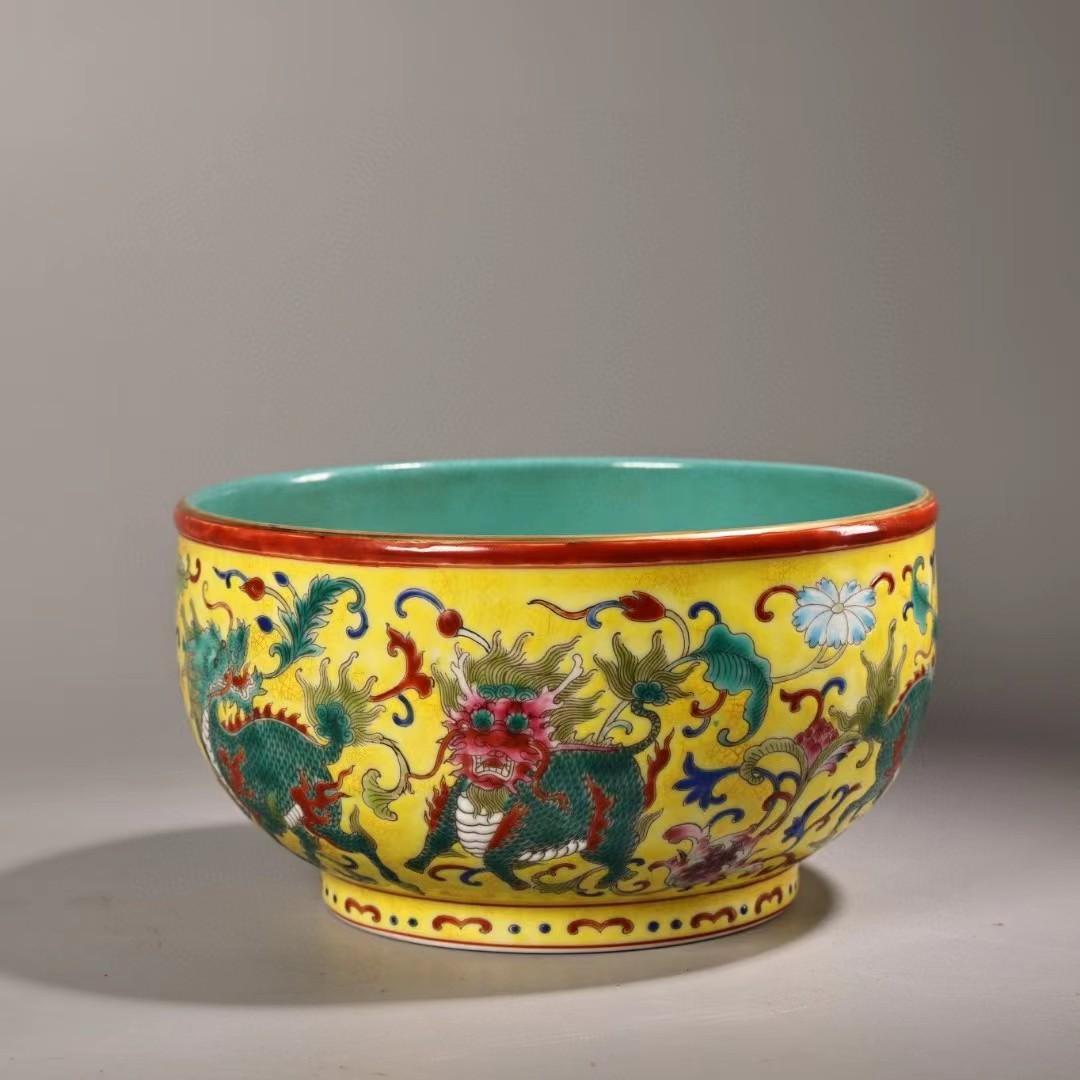 中国古美術・珍品旧蔵・七宝彩磁器の碗セット・茶碗・純手描き・箱付