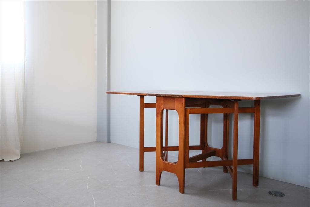 英国アンティーク木製ゲートレッグテーブル/ダイニング机バタフライ(91-73)