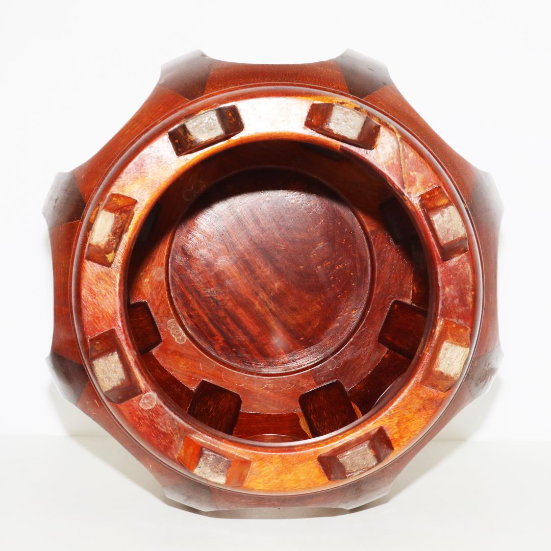 花梨 無垢 螺鈿細工 鯉 蓮 丸椅子 スツール 腰掛け 花台 SNT1339 花梨