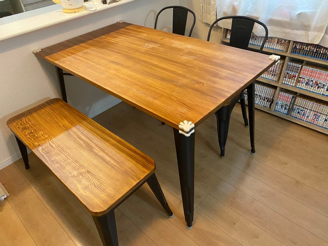【引取限定】LOWYA ダイニングテーブル ベンチ/チェアセット 定価4.8万