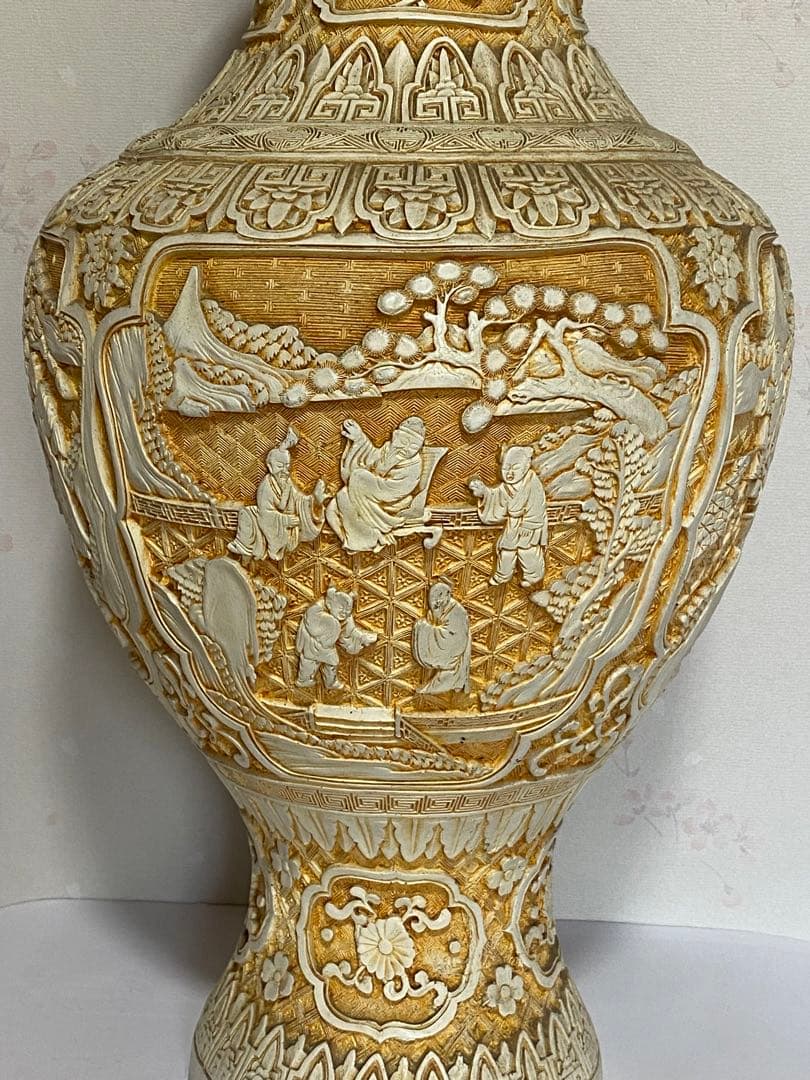 ♦ 中国美術伝統工芸品 楼閣山水 瓶 置物飾り美術品 ディスプレイ 骨董品