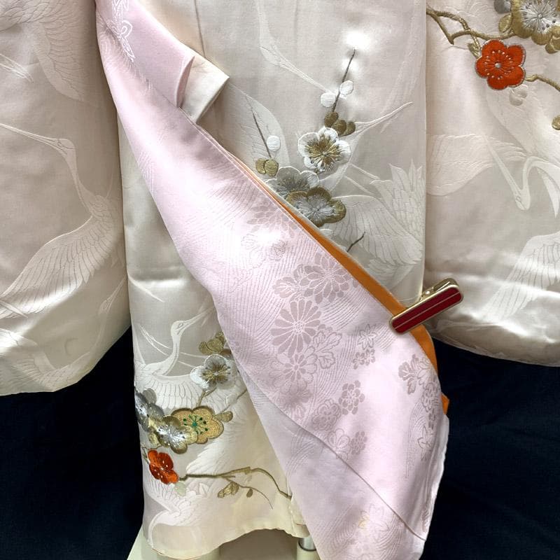 508ag57■七五三 七歳 女児 着物&袋帯&長襦袢 刺繍 御所車■状態良好