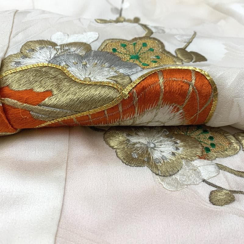 508ag57■七五三 七歳 女児 着物&袋帯&長襦袢 刺繍 御所車■状態良好