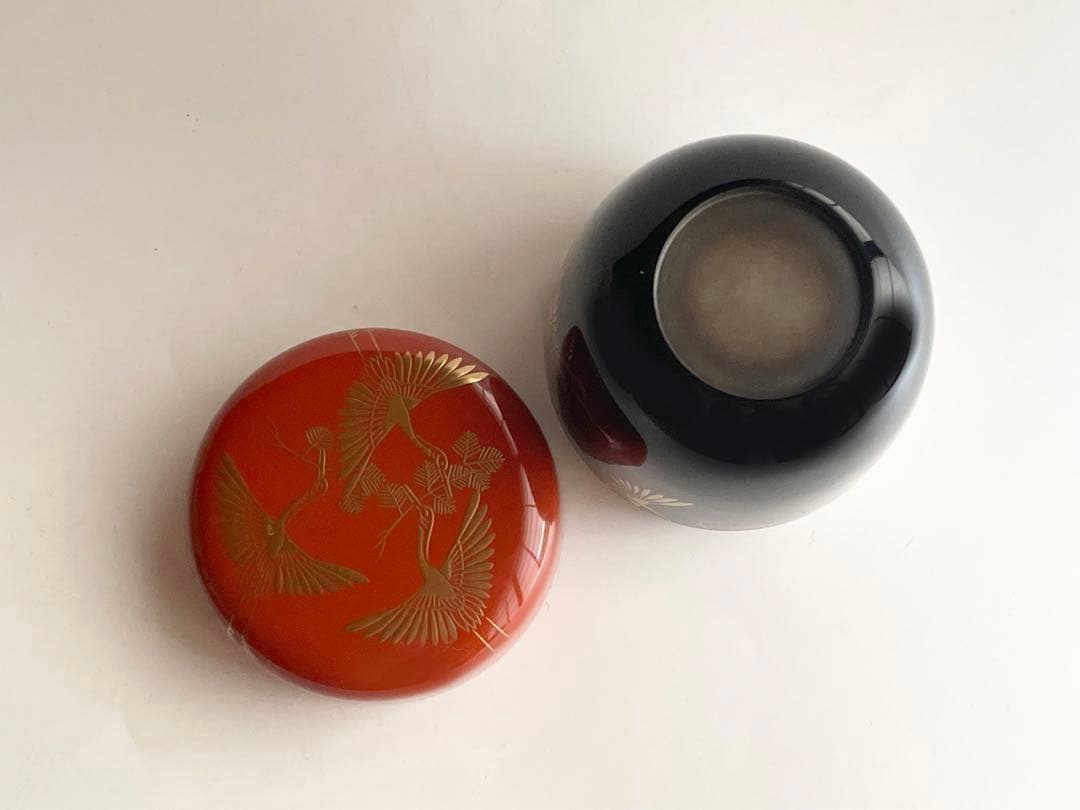 茶道具 塗師 薫和 松喰鶴蒔絵 棗 共箱 中棗 蒔絵 漆