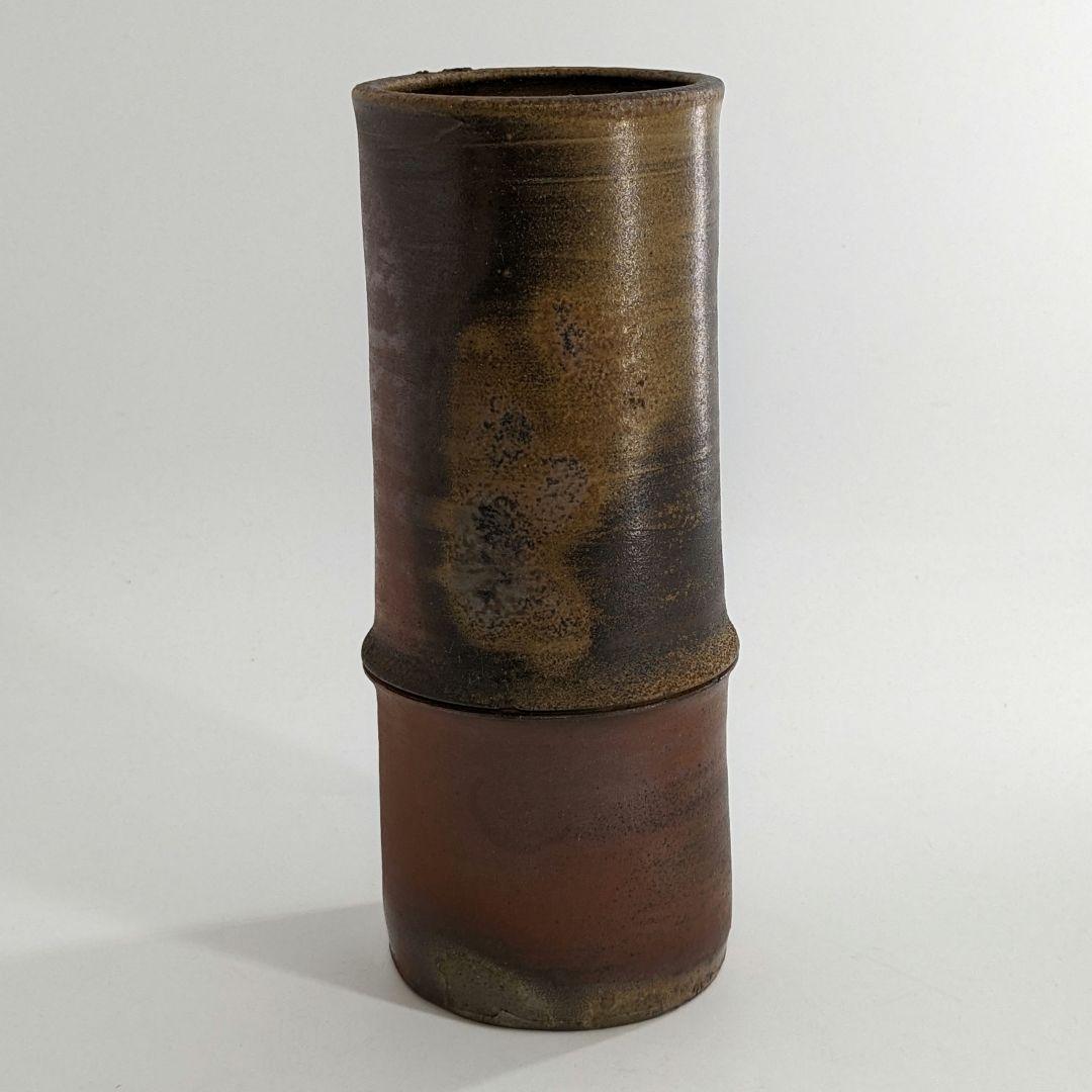 岡山県重要無形文化財 松井與之 備前焼 一輪挿花入 共箱共布