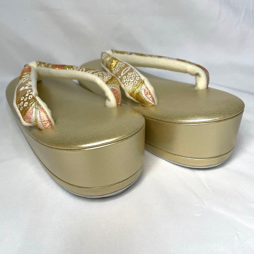 新品　草履　バッグ　セット　フリーサイズ　最高級正絹帯地　ゴールド系　留袖　振袖