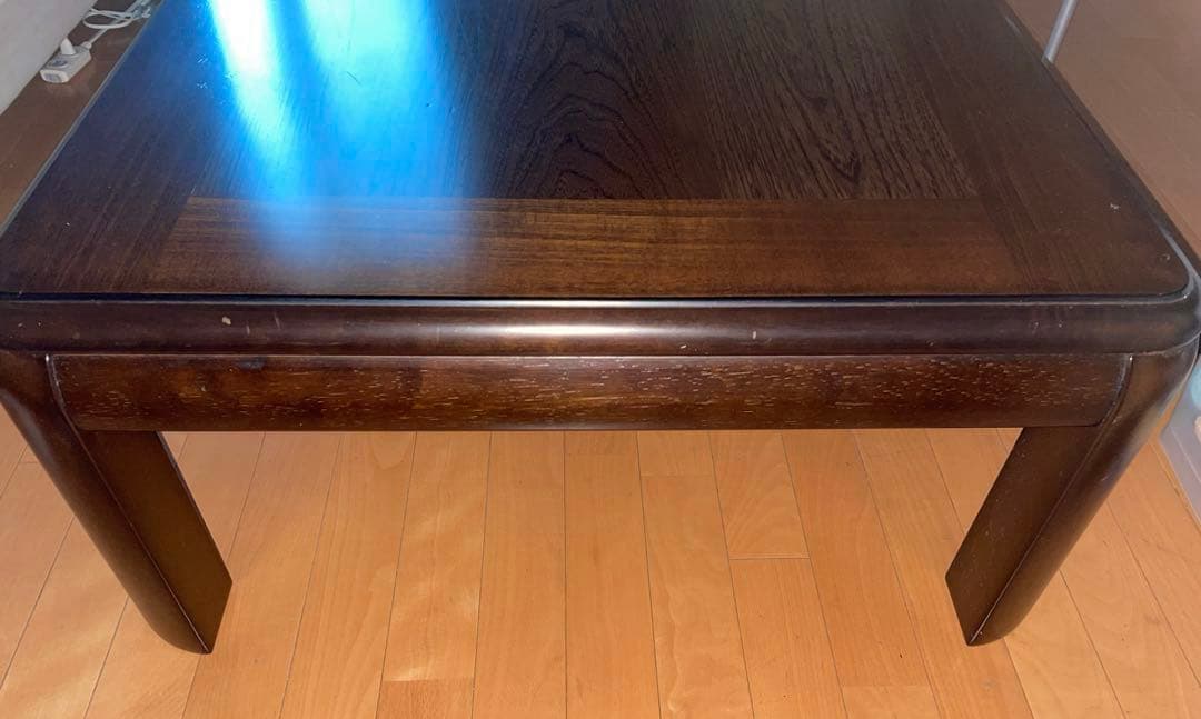 アンテーク家具 ダークブラウン 木製座卓 約108cm x 78cm 平成レトロ