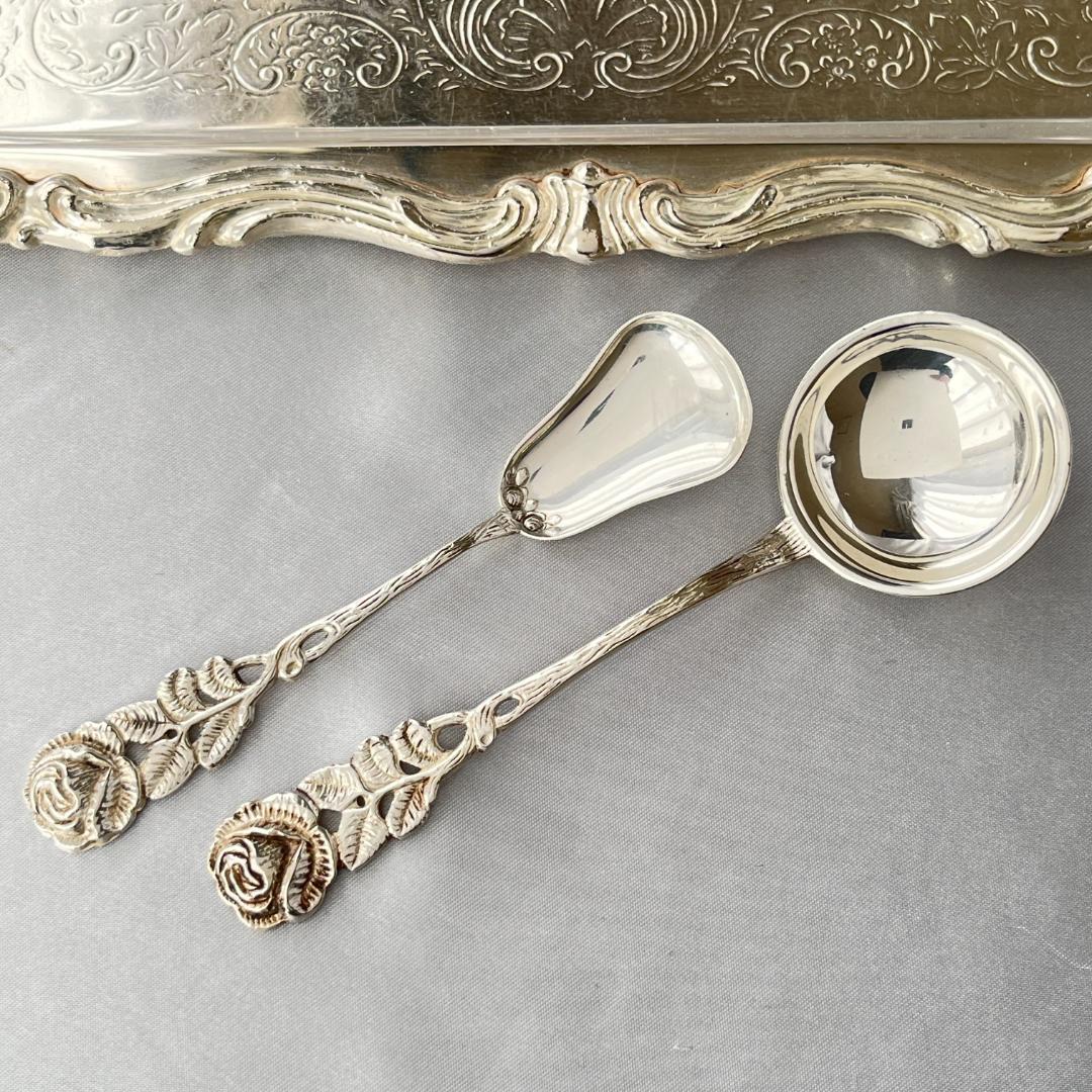 【ANTIKO】 薔薇のクリームスプーン / シュガースプーン【純銀】