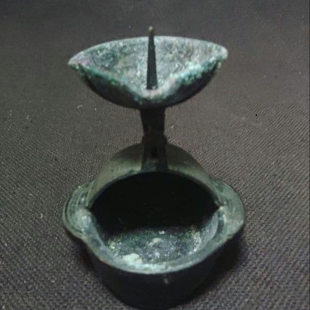珍品 折り畳み燭台 古銅製 金工 携帯燭台 蝋燭立て ロウソク立て ア12