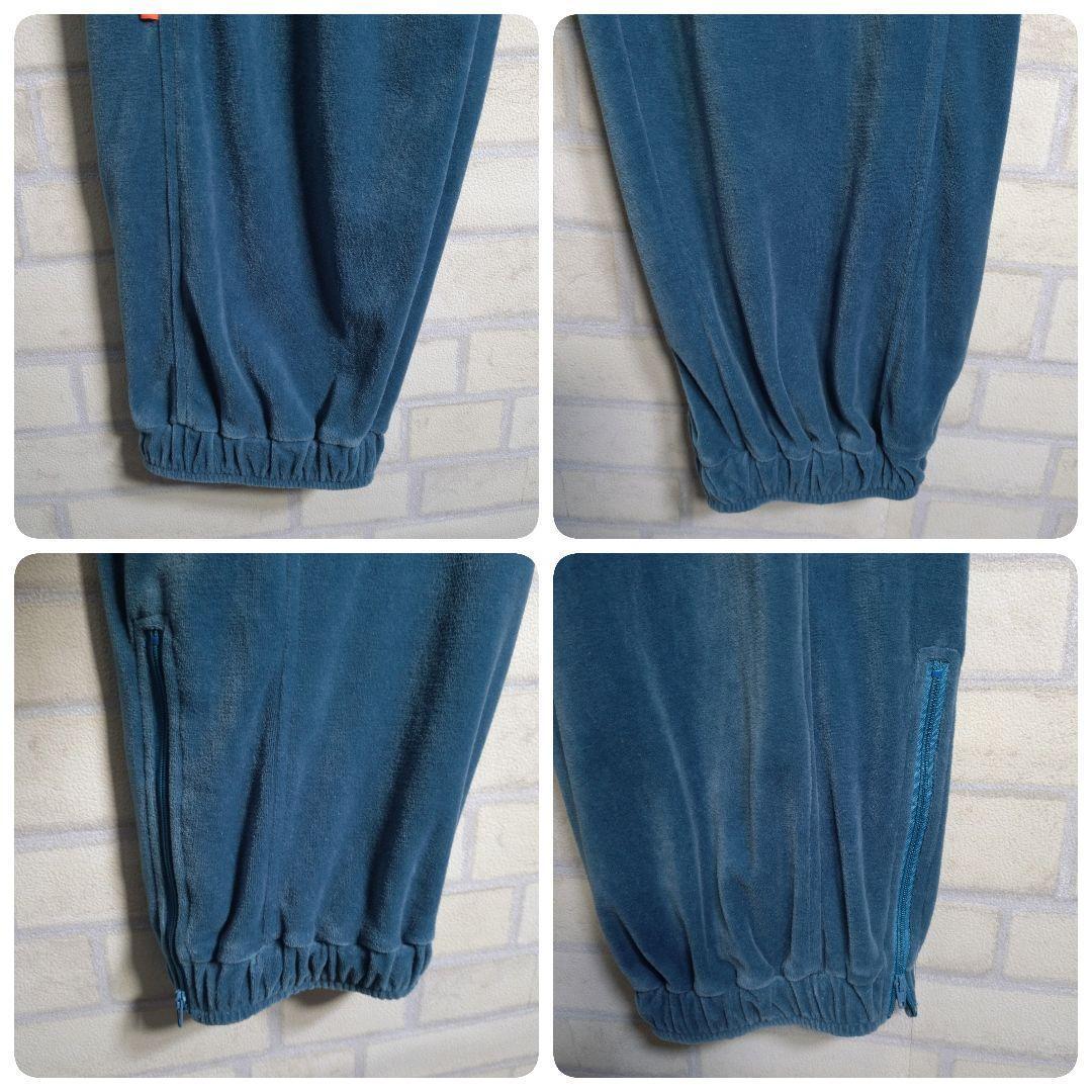 ケボズ★刺繍ロゴ ベロア セットアップ 上下セット くすみ青 L 日本製