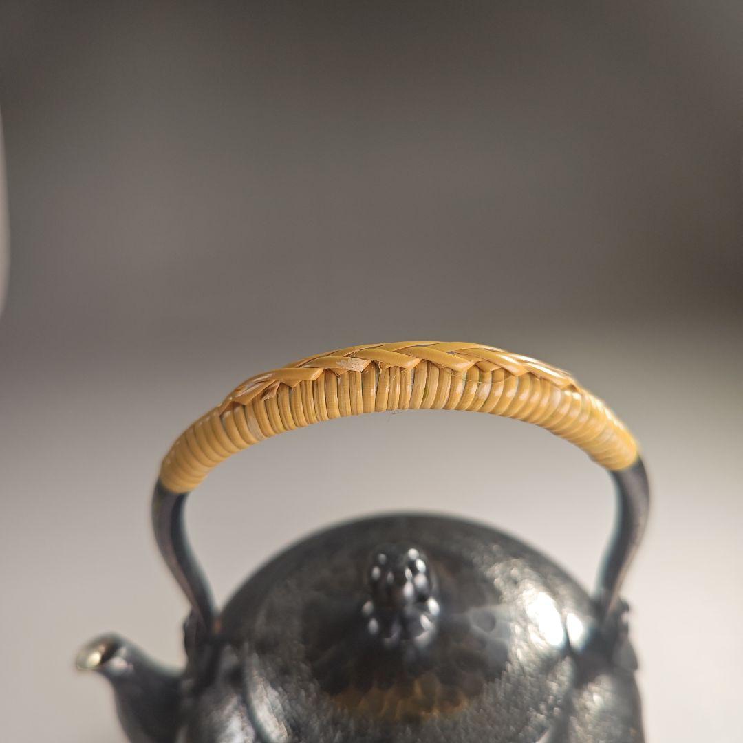 ウ302 急須『秀峯堂造 燻銀 いぶし銀 ひしぎ形 水注 薬缶』茶道具 銅製