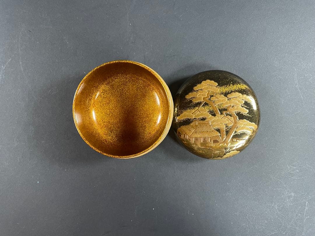 2 拓也 山水 蒔絵 平棗 漆器 重合 茶道具