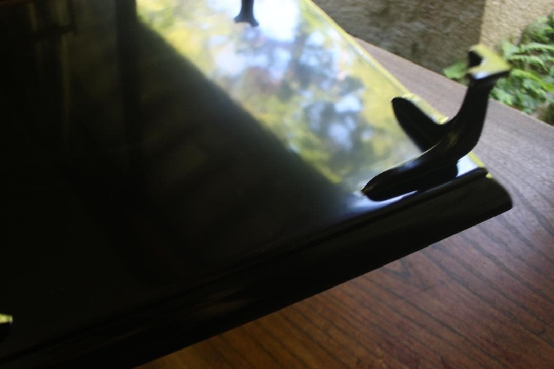 デッドストック！前大峰作！極上沈黒草文の脚付四方膳3点（検輪島塗お膳お盆茶道具