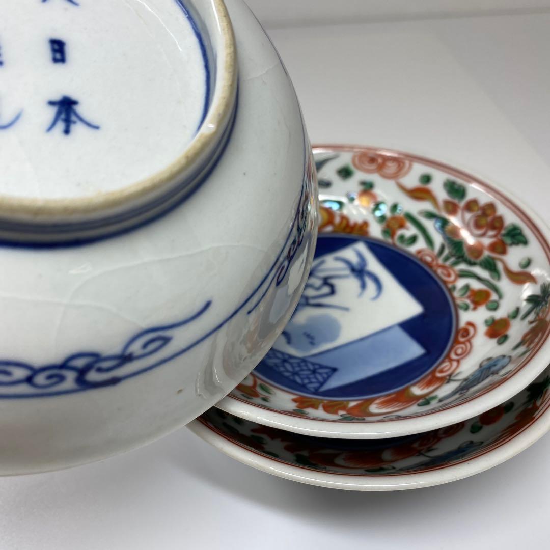 大日本永楽造 呉須赤絵小皿14枚 木箱直径12㎝ 東Y7-0314☆2Fトヒサエ