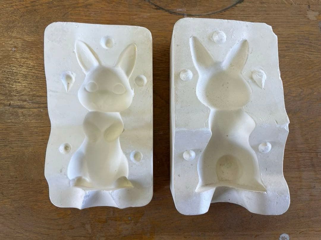 鋳込み用石膏型・動物5点セット（犬、熊、うさぎ①、うさぎ②