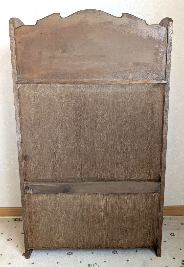 ハンドメイド 木製彫刻入り二段本棚 本立て 木製