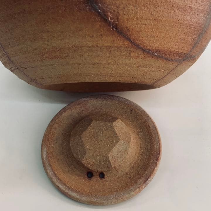 【茶注38    万古焼　急須　緋襷】伊藤富有　共箱