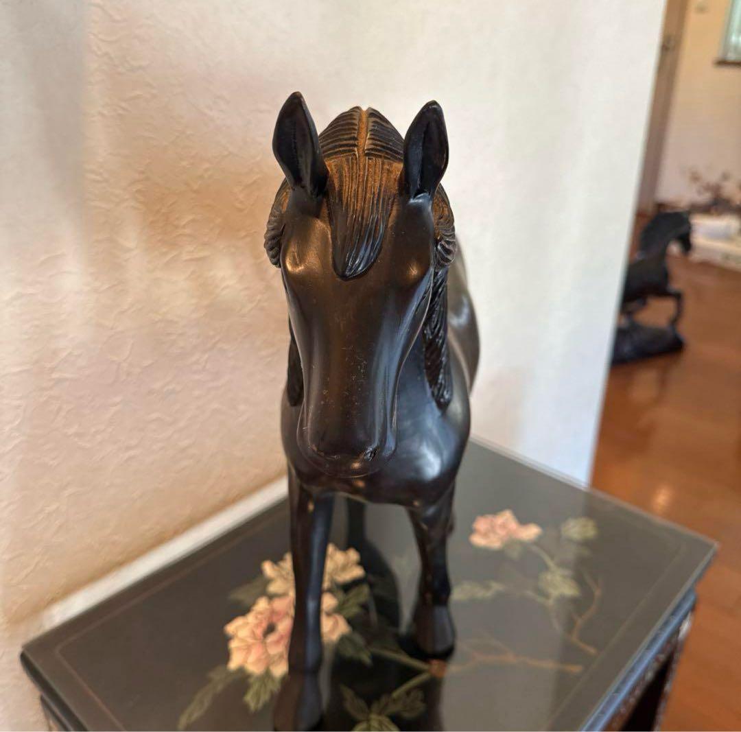 本黒檀ユニコーン 木彫り置物高級インテリア希少 美術品・アンティーク