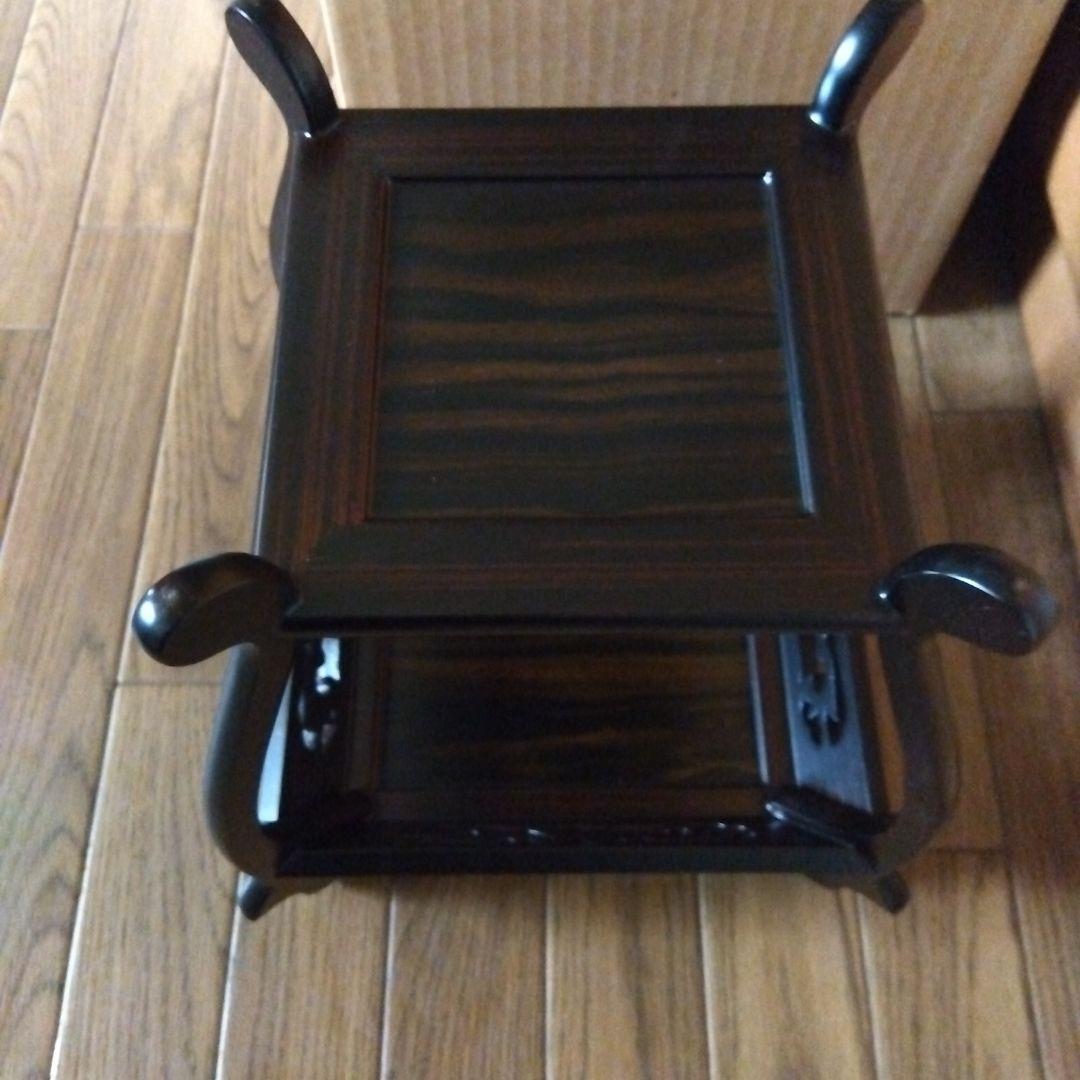 茶道 黒檀 ミニ中卓 装飾彫刻入りテーブル