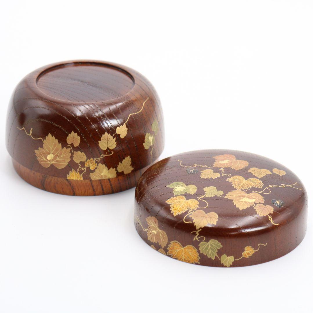 中出松峰作 欅拭漆 蔦蒔絵 平棗 茶道具 共箱 V868 N6