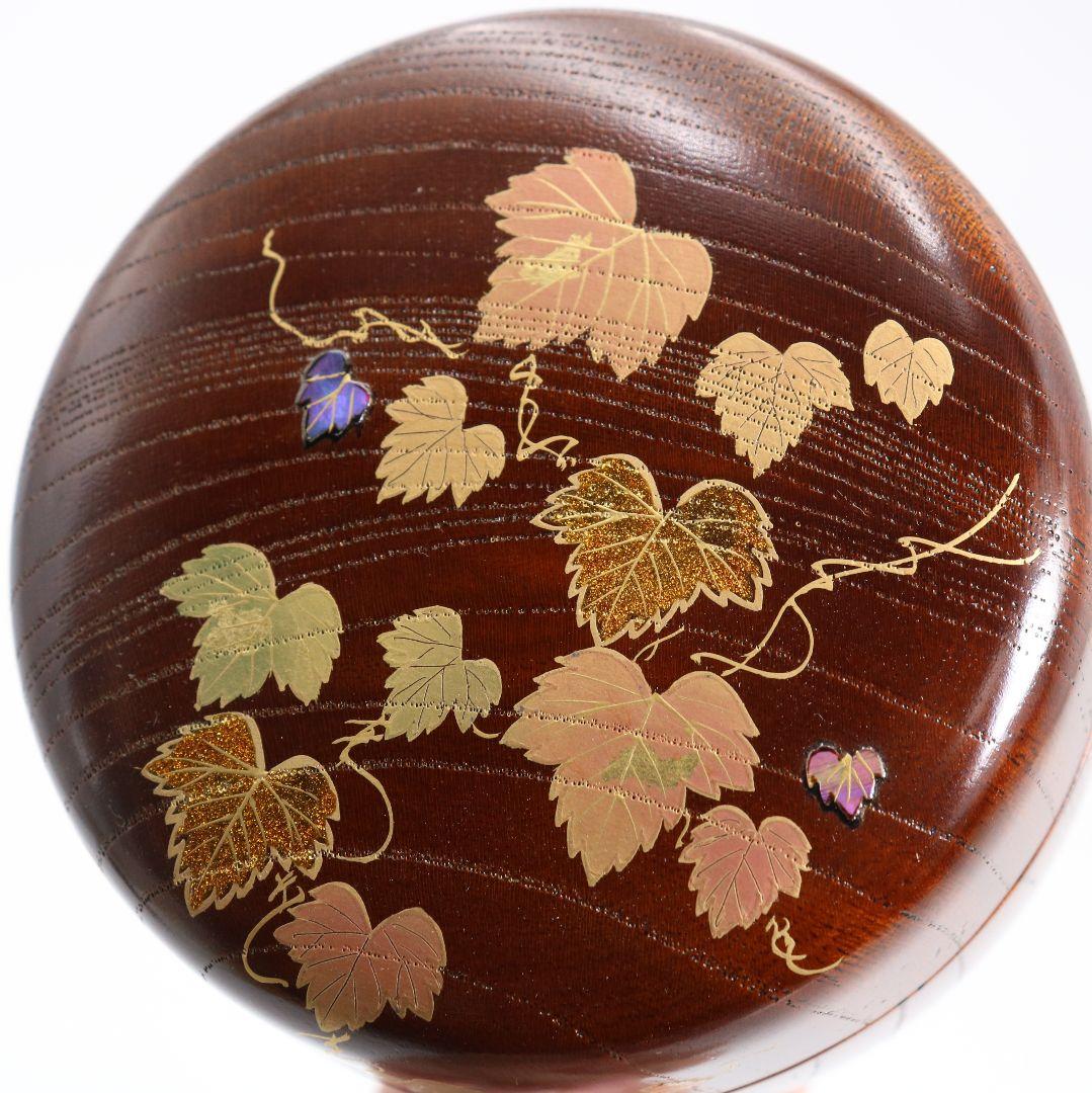 中出松峰作 欅拭漆 蔦蒔絵 平棗 茶道具 共箱 V868 N6