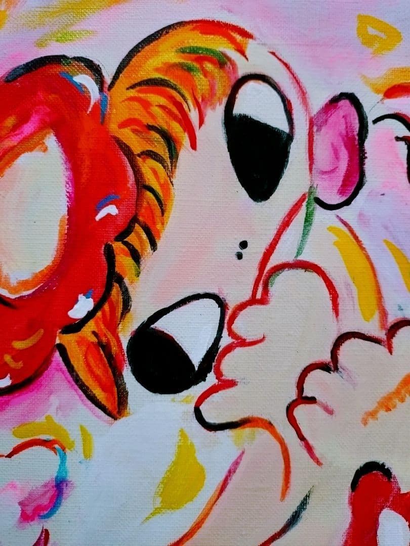 F6号】ロッカクアヤコ 肉筆保証/表裏サイン/アクリル/油彩/絵画/額装