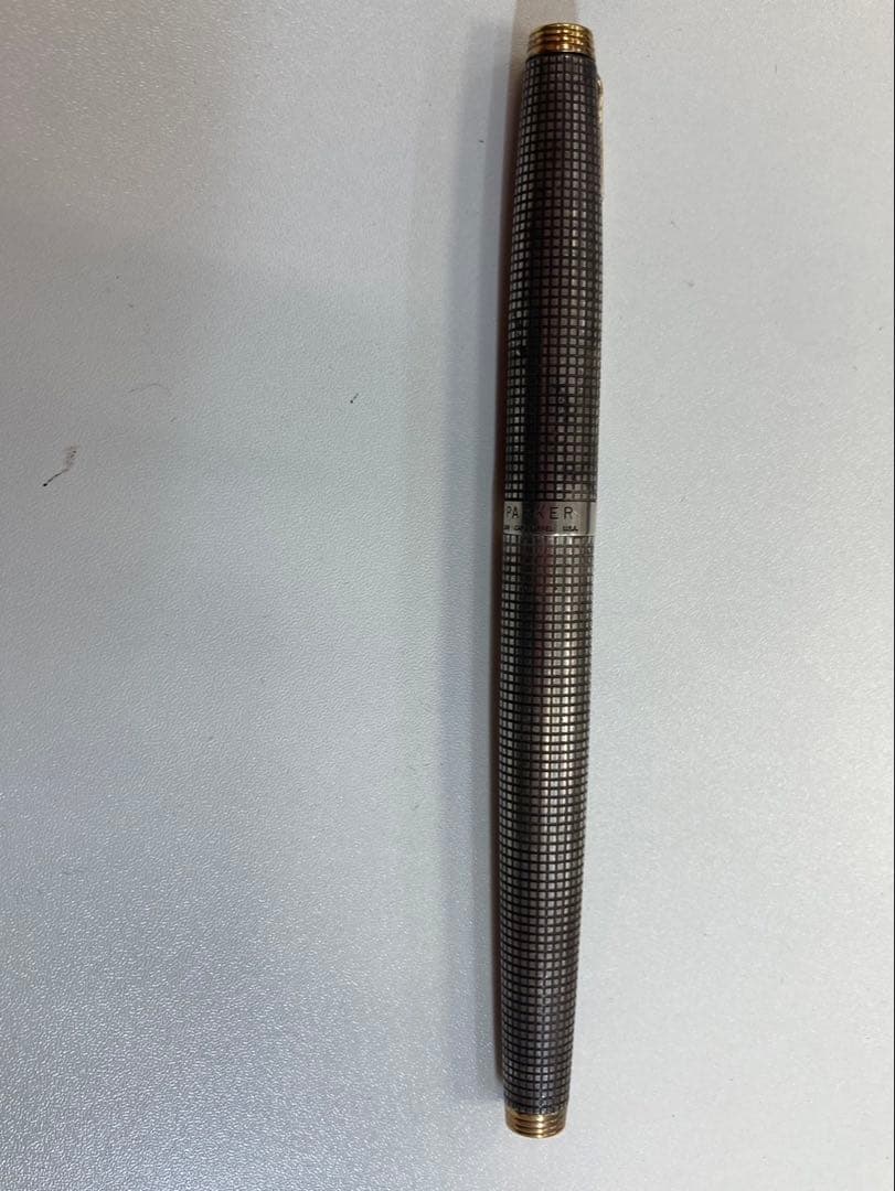 Parker 万年筆 14k 格子柄 シャープペンシル純銀2本セット