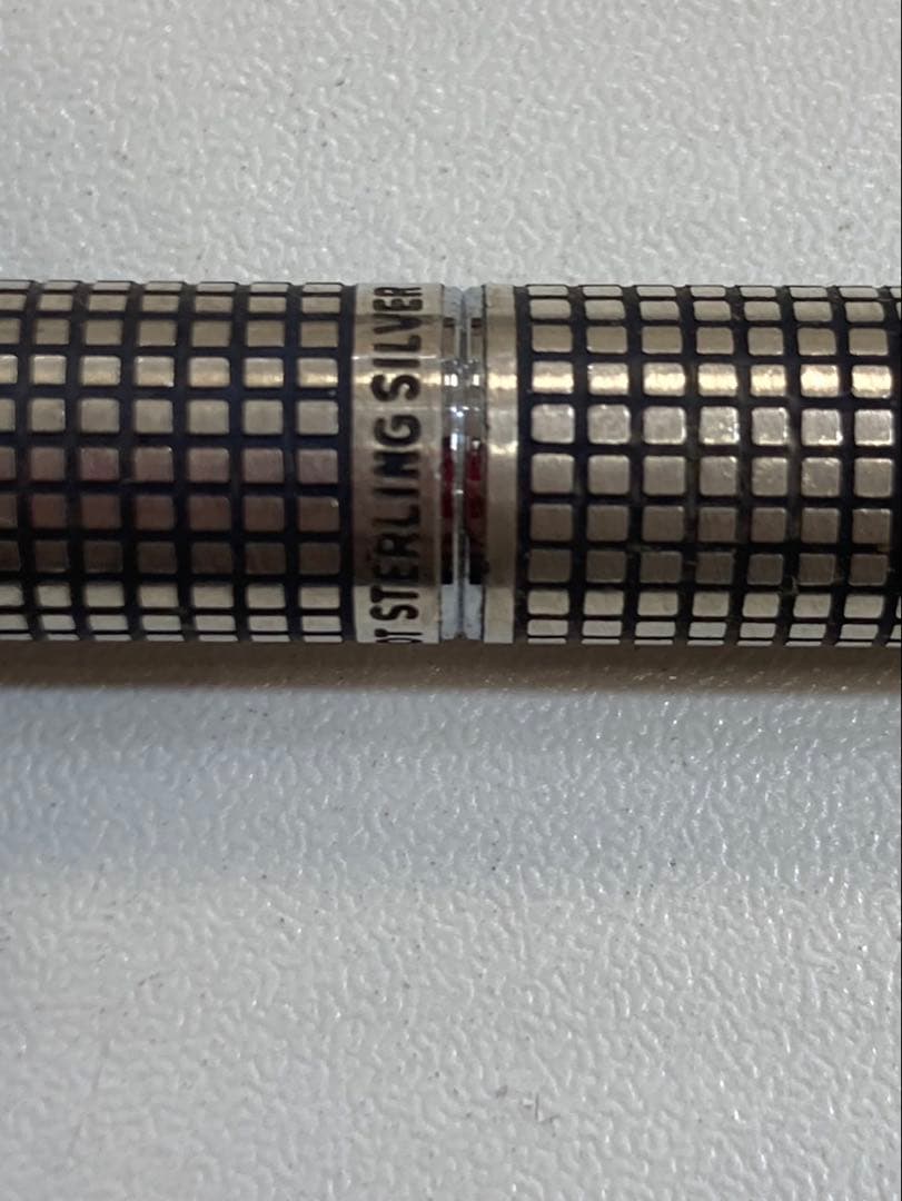 Parker 万年筆 14k 格子柄 シャープペンシル純銀2本セット