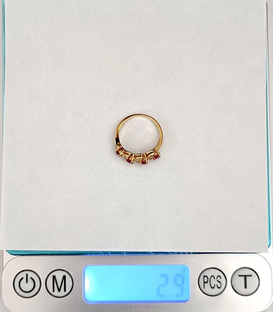 K18指輪　メレダイヤ、メレルビー