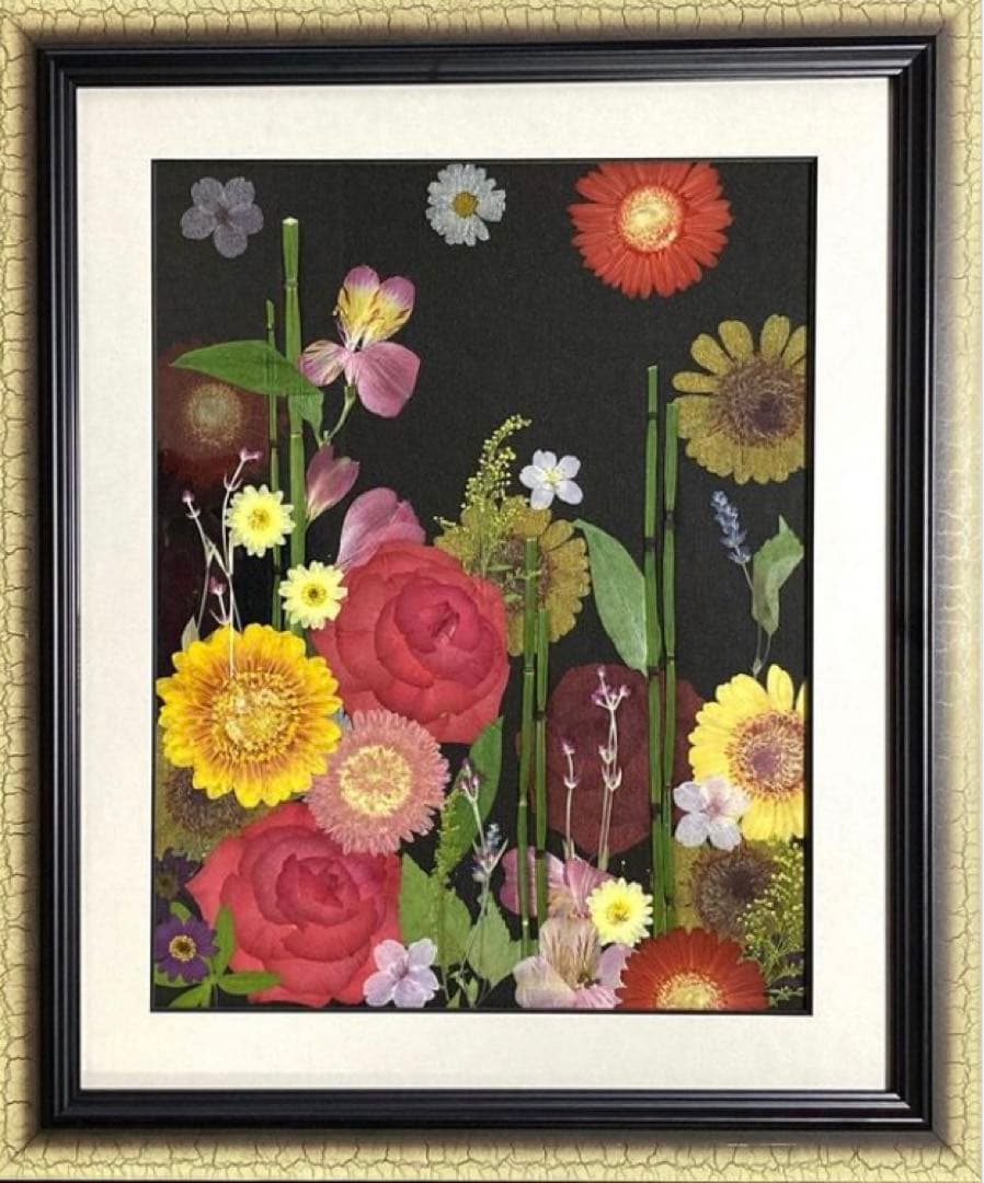 最終価格】押し花アート額【タテ54cm×ヨコ45cm】 和風モダン 【最終