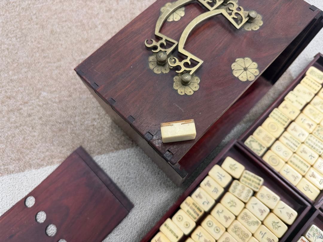 中国 竹牌 雀牌 唐木箱付き - メルカリ