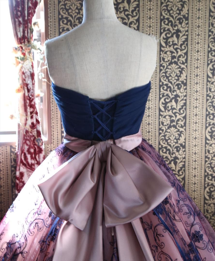 569グレースコンチネンタル高級ウエディングドレス7号9号11号紺カラードレス