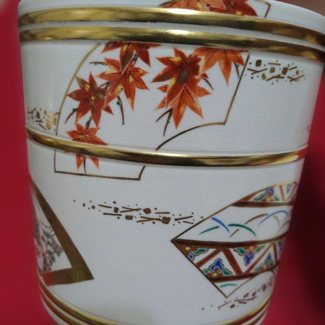 ま*ん様 京焼 清水焼 中村秋峰造 仁清扇絵草花絵 水指 - メルカリ